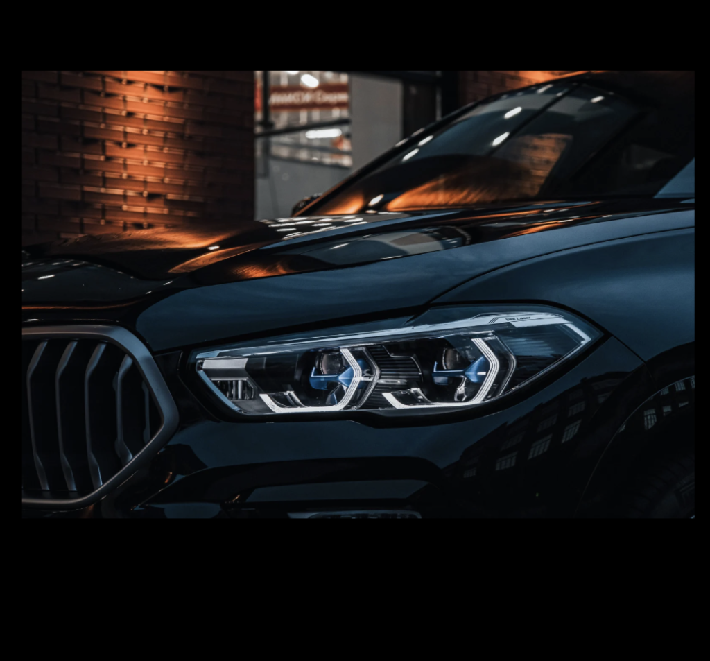headlight view of bmw car