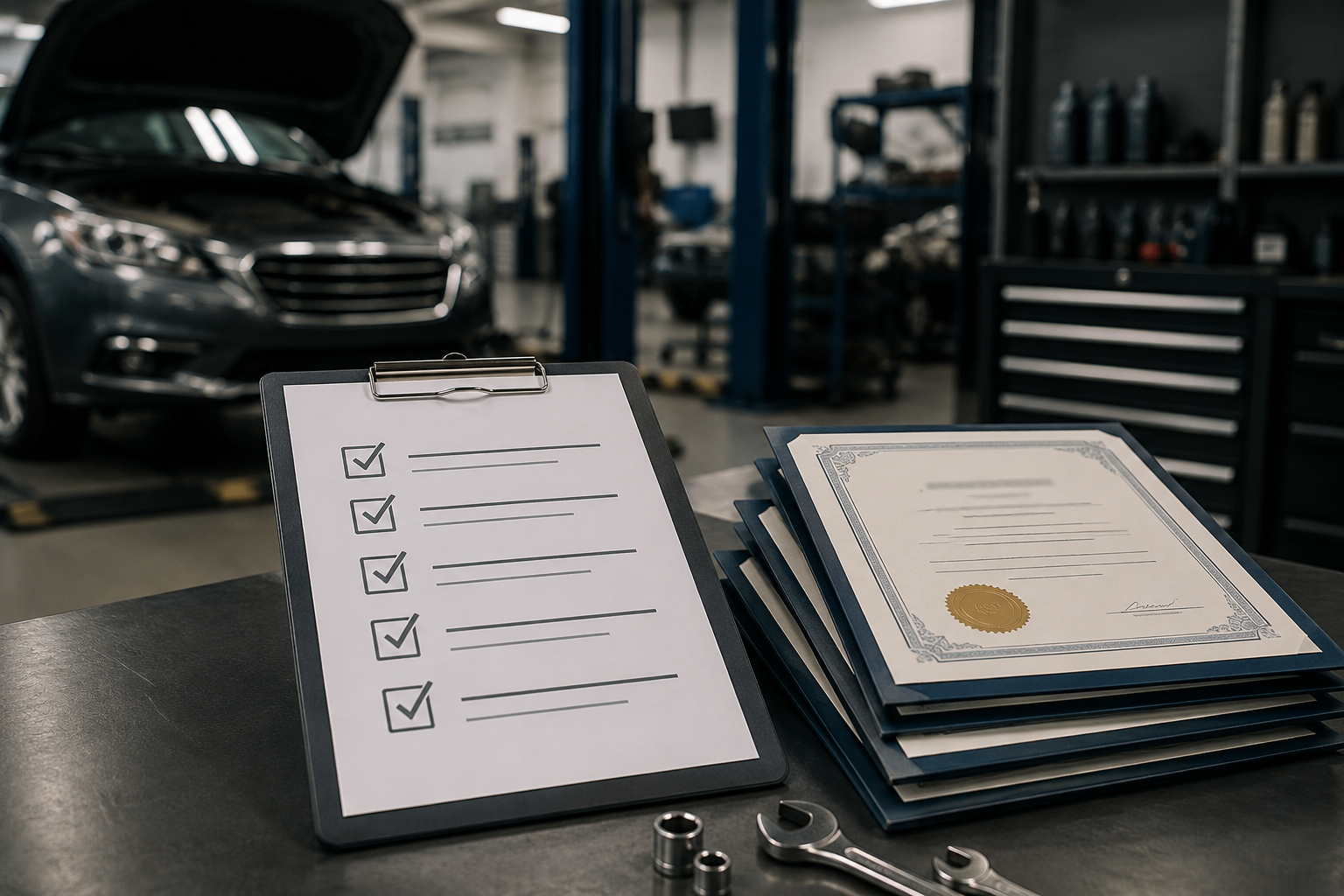 Workshop with a checklist and certifications