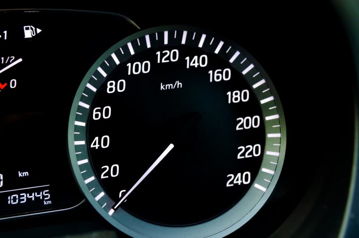 Speedometer gauge cluster with white font